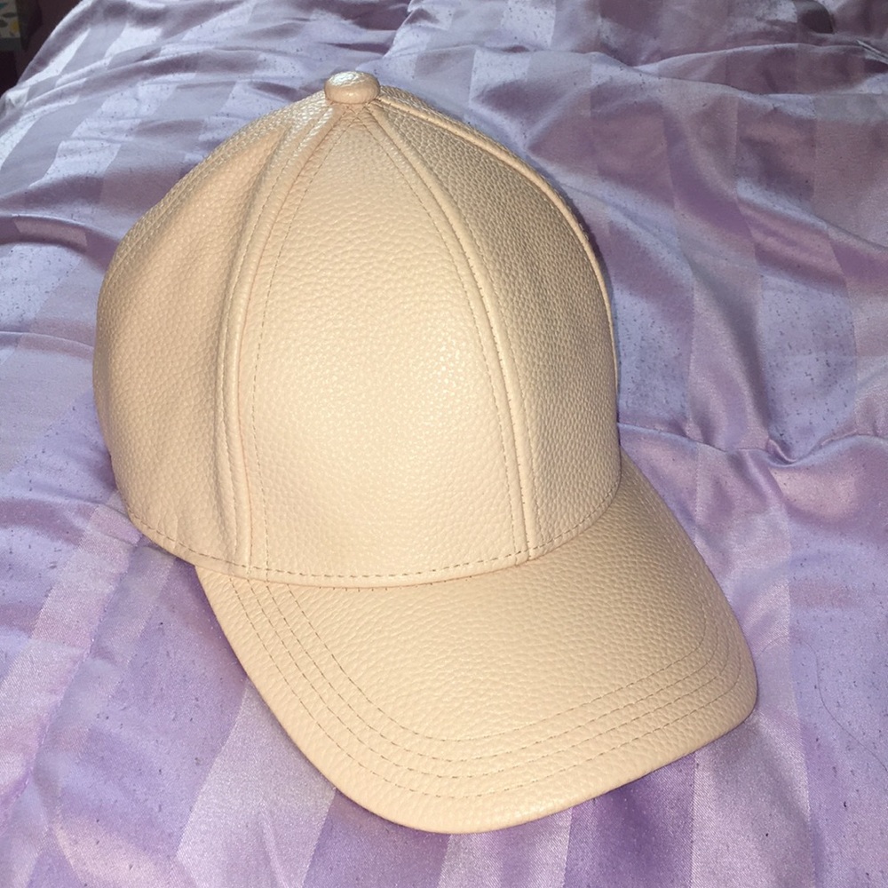 Pink leather baseball cap
